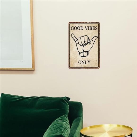 Funny Metal Tin Sign Good Vibes Only Sign Vintage Road Signs Beach Room Decor - Picture 5 of 8